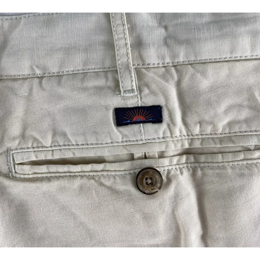 Faherty Shorts Mens 38 Beige Linen Blend Chino Pockets Lightweight Tradewinds